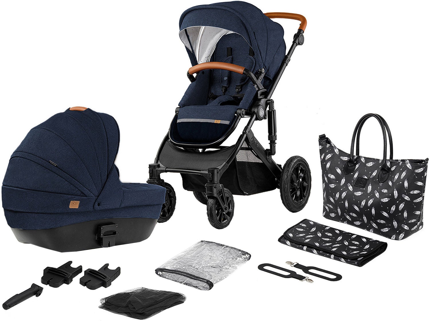 Kinderkraft PRIME 2020 Sittvagn 2-in-1 inkl. Tillbehör, Deep Navy