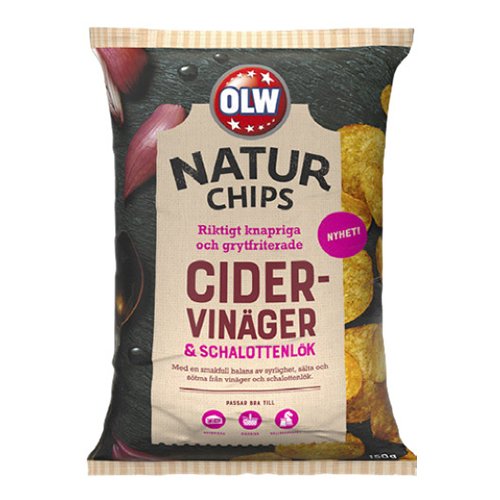 OLW Naturchips Cidervinäger & Schalottenlök - 150 gram