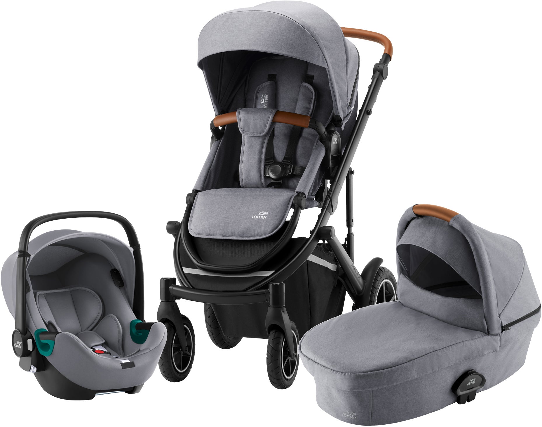 Britax Smile 3 Duovagn Inkl. BABY-SAFE iSENSE Babyskydd, Frost Grey/Brown