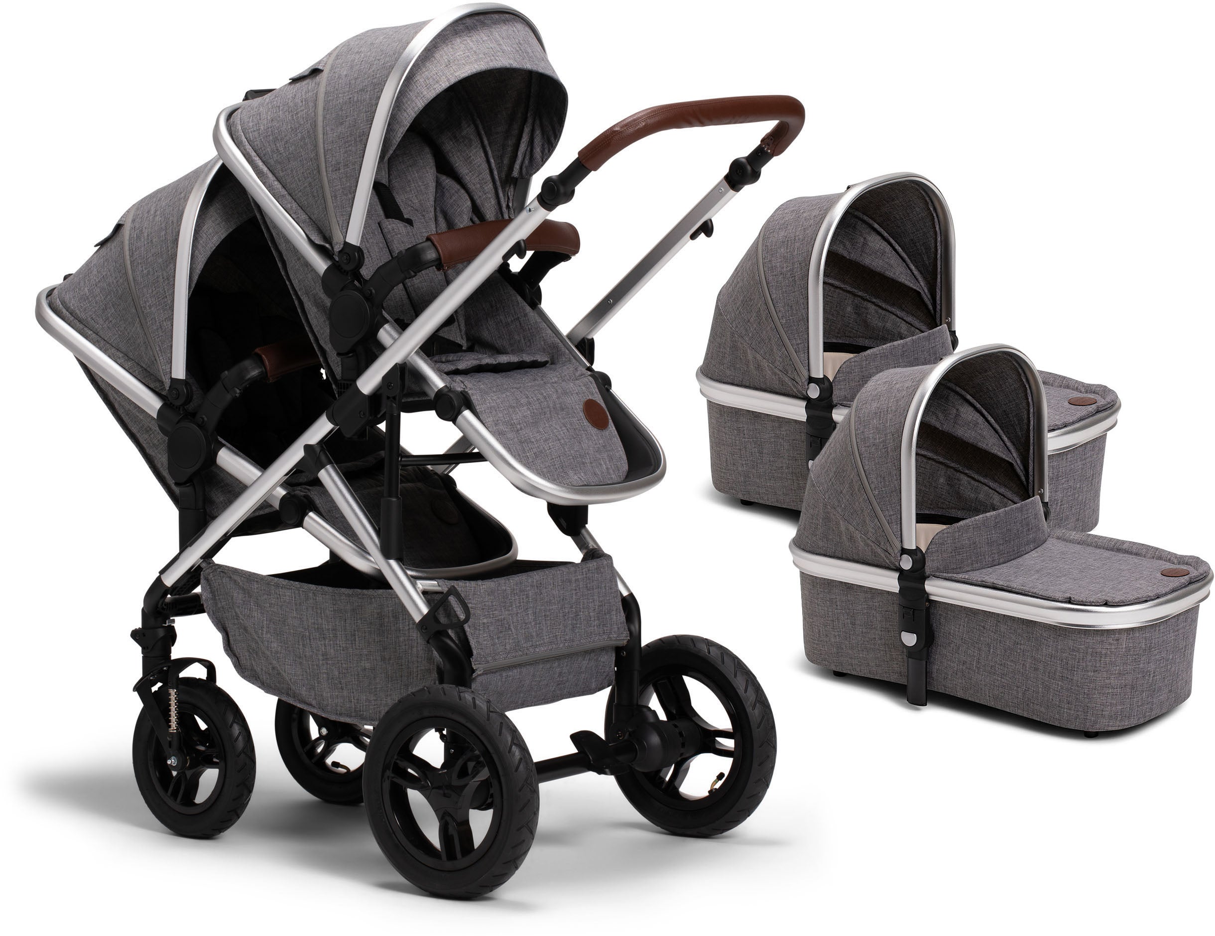 Petite Chérie Excellence 2 Tvillingvagn, Grey Melange