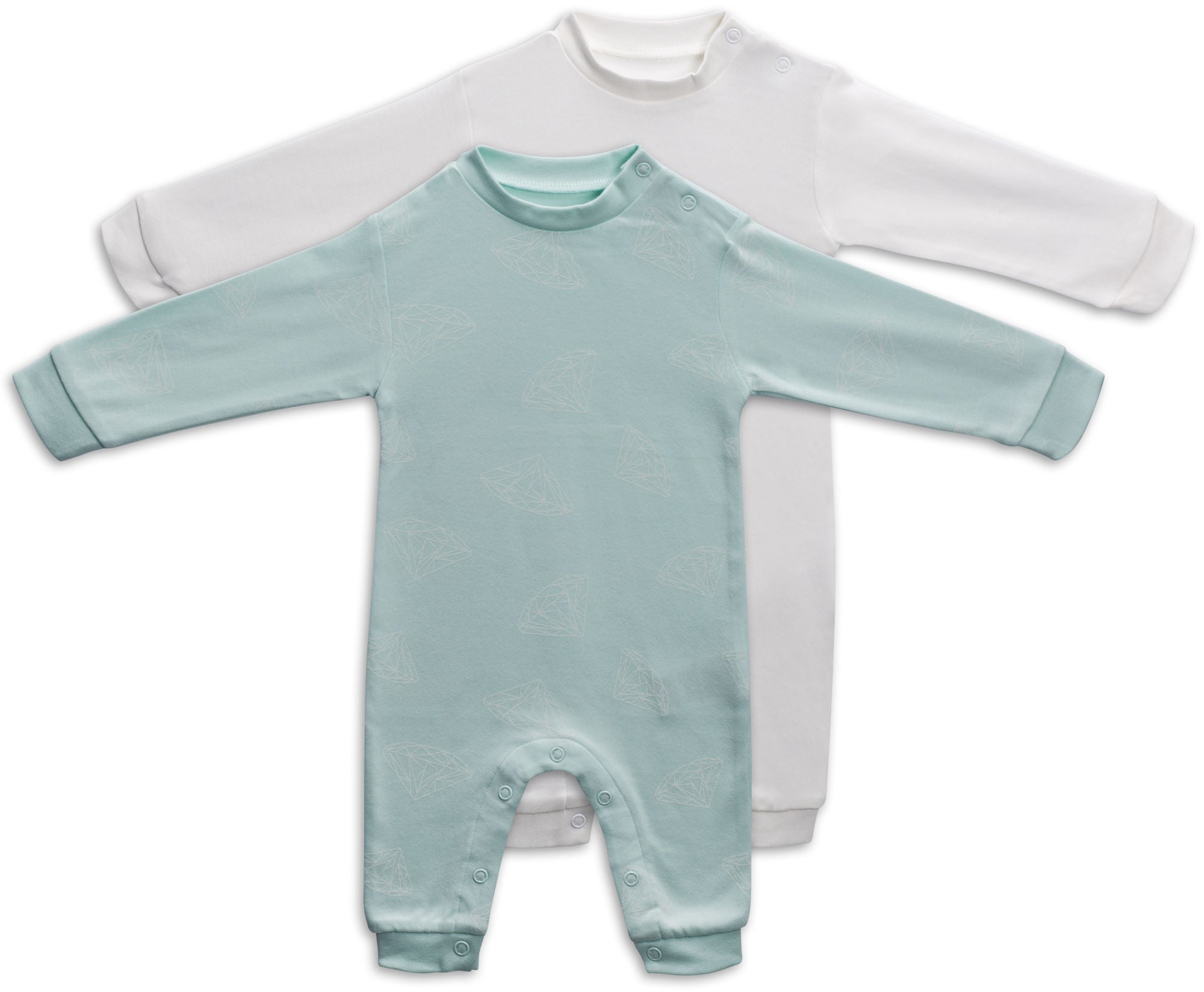 Tiny Treasure Maxime Jumpsuit 2-pack, Opal Blue 56