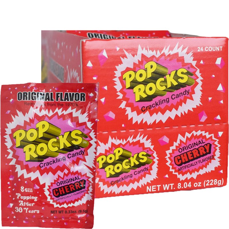 Hel Låda Godis "Pop Rocks Cherry" 24 x 9,5g - 40% rabatt