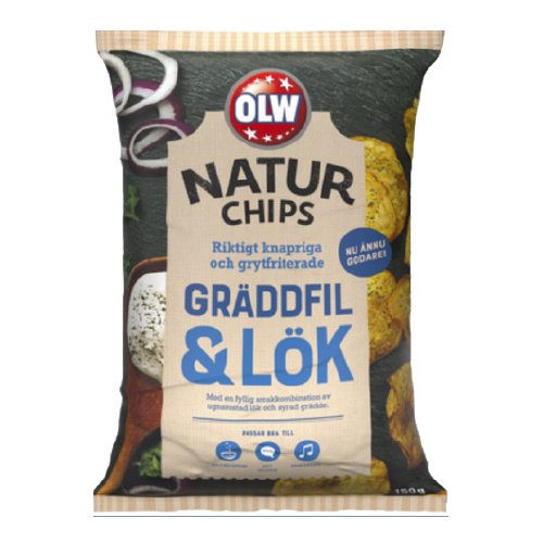 OLW Naturchips Gräddfil & Lök - 150 gram