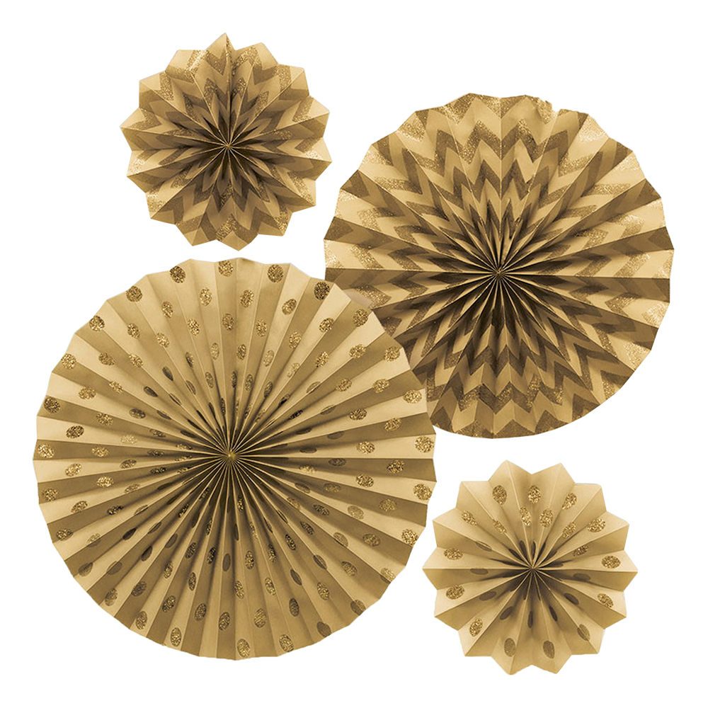 Pappersfjädrar Guld Glitter - 4-pack