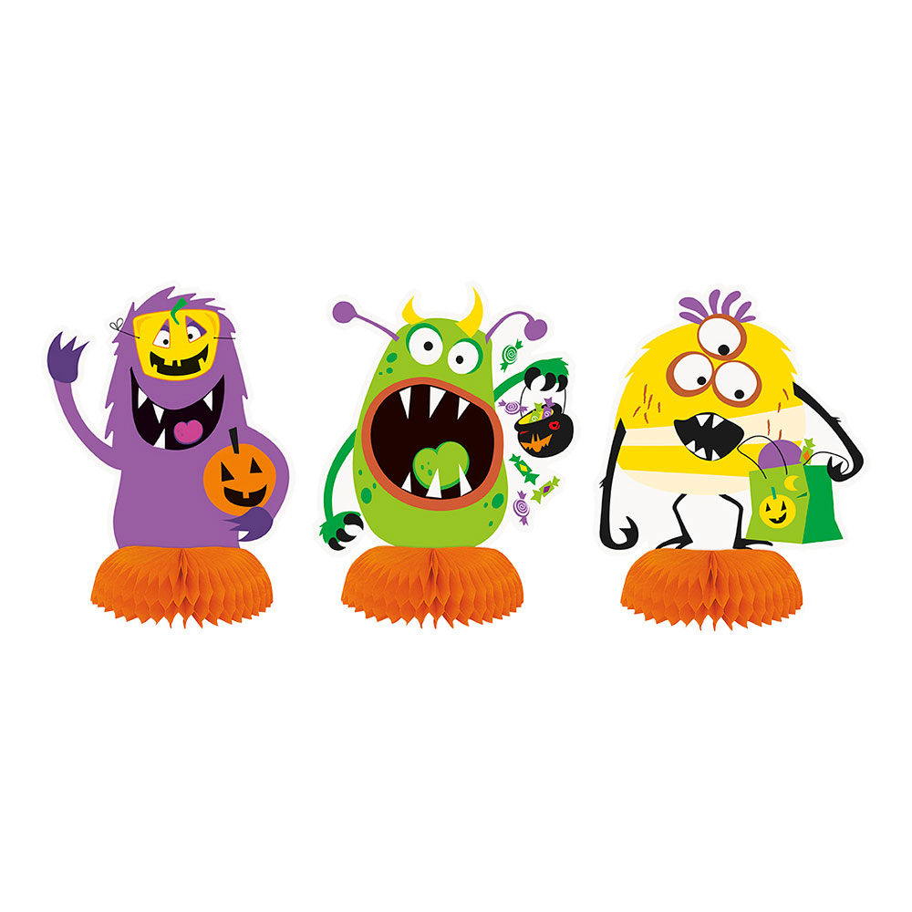 Bordsdekoration Halloweenmonster Honeycomb - 3-pack