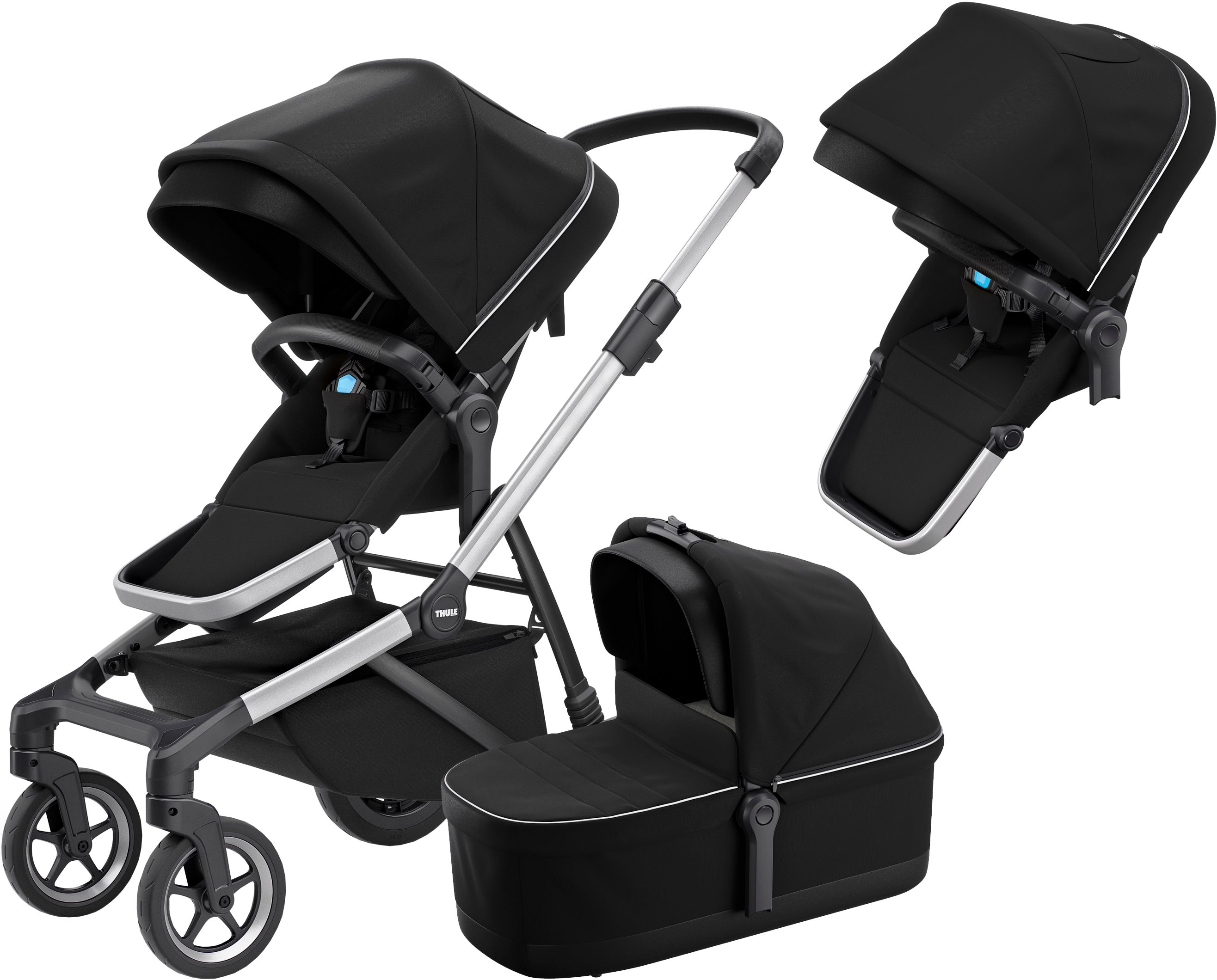 Thule Sleek Syskonvagn Inkl. Liggdel, Midnight Black