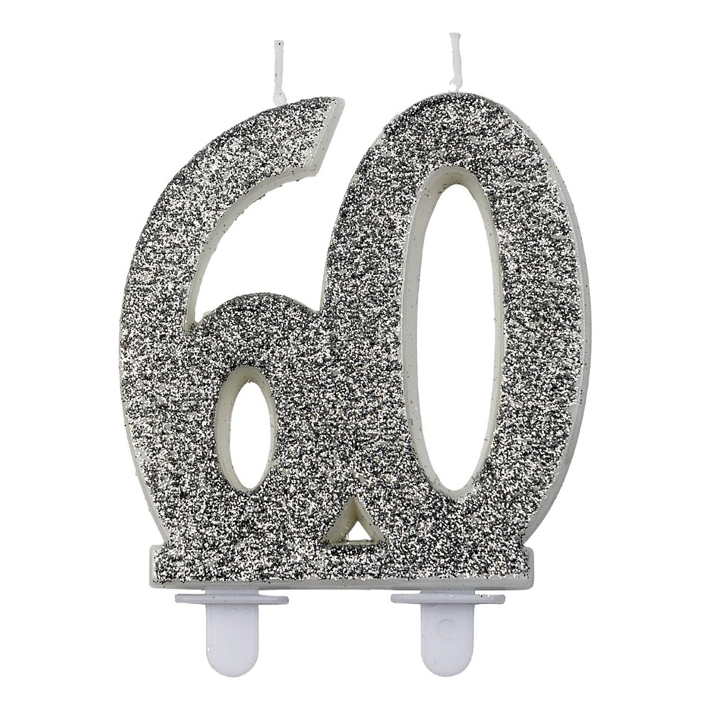 Sifferljus Glitter Silver - Siffra 60