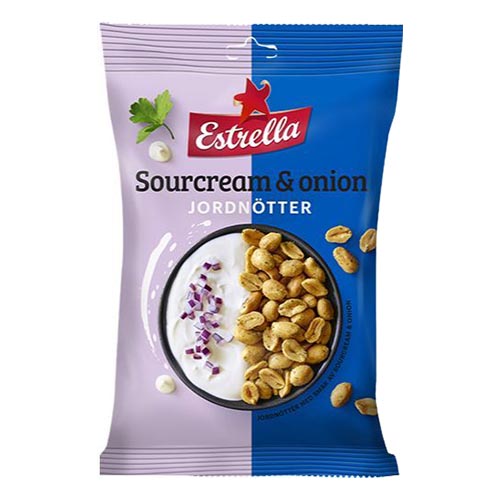 Estrella Sourcream & Onion Jordnötter - 180 gram