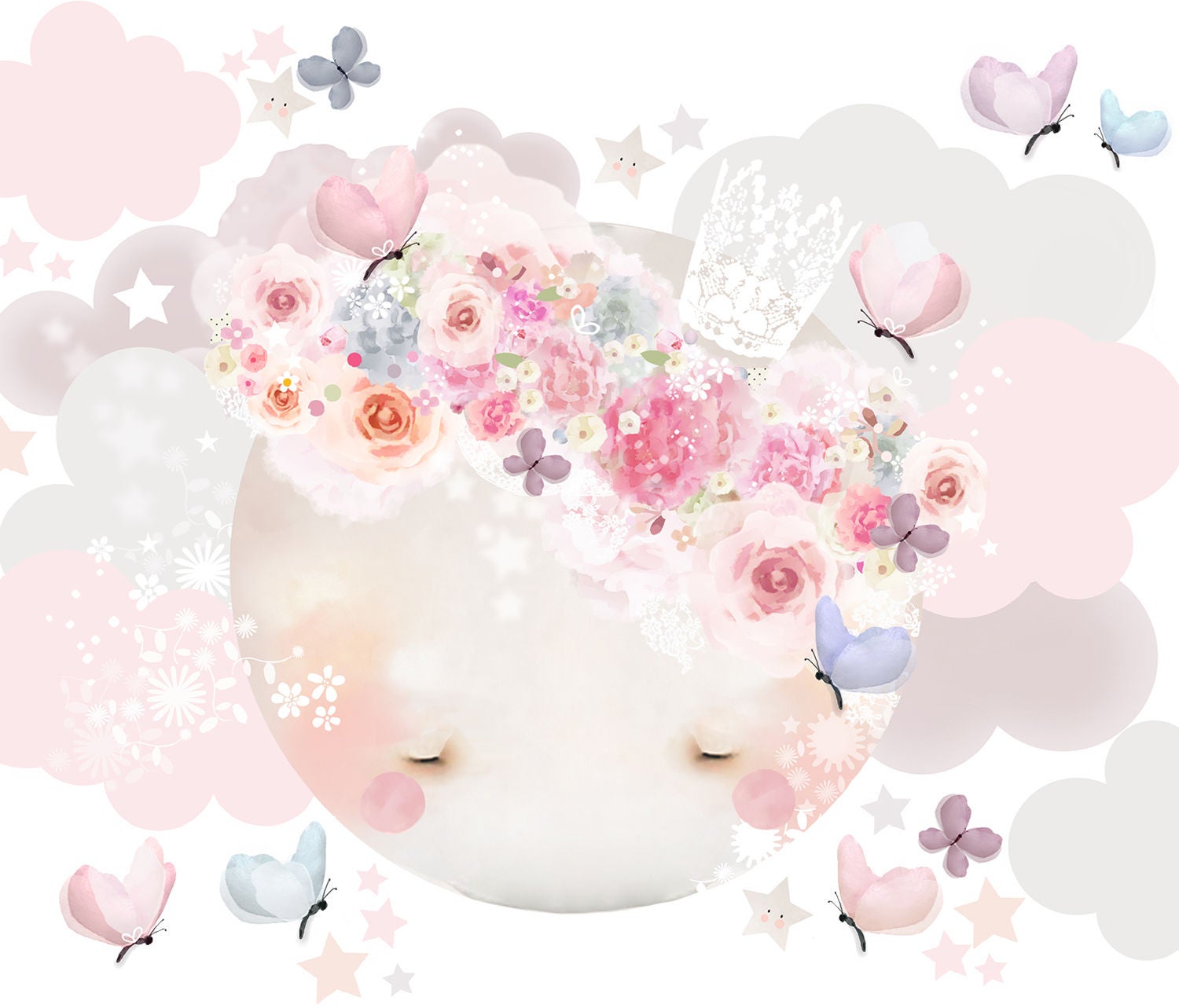 Schmooks Wallsticker Sleepy Moon, Pink