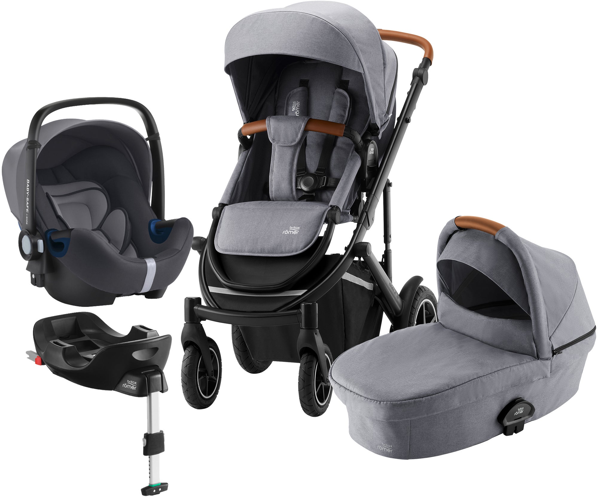 Britax Römer Smile 3 Duovagn Inkl BABY-SAFE 2 Travelsystem, Frost Grey Brown
