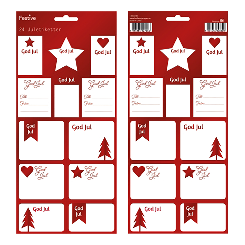 Juletiketter Klassiska - 24-pack