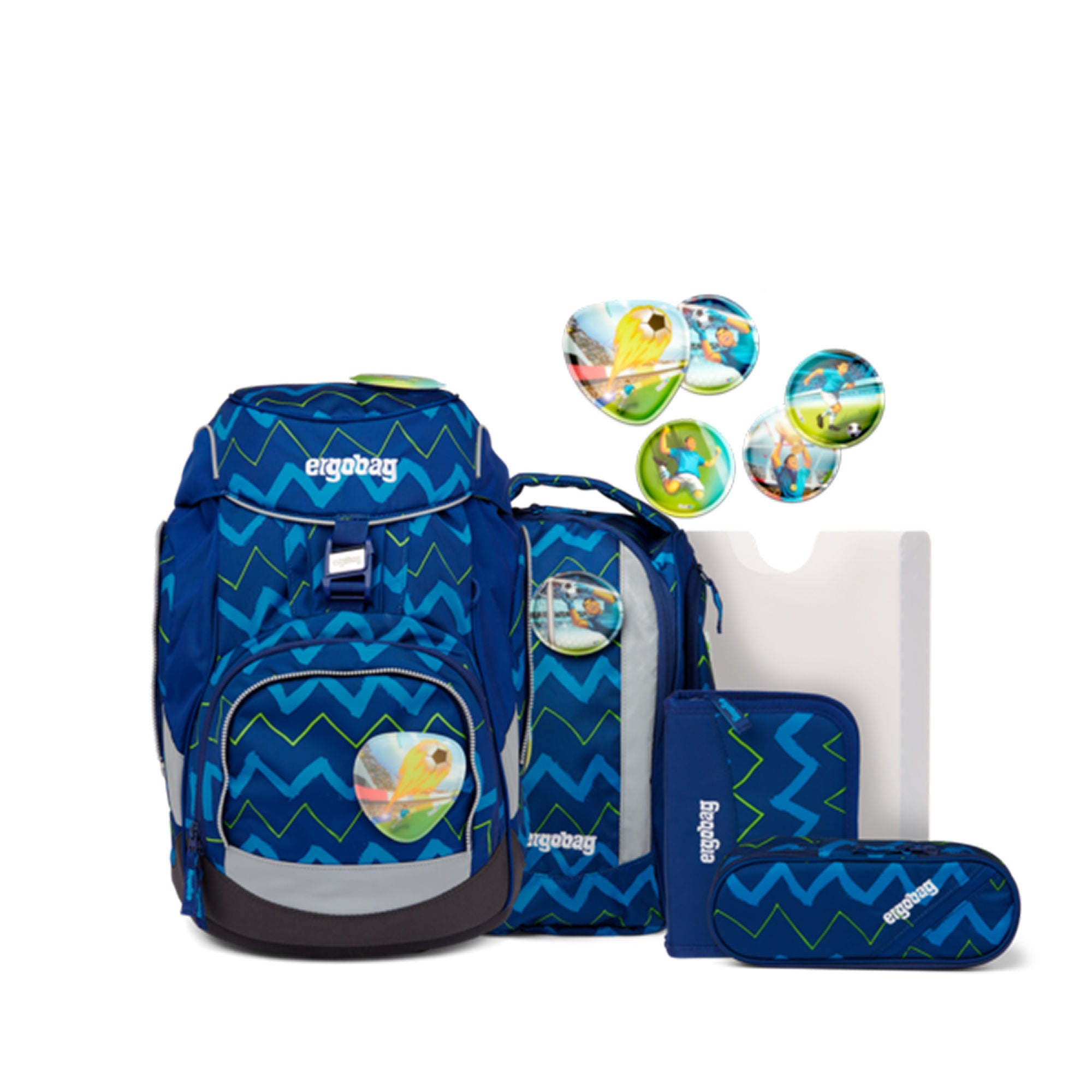 Ergobag Pack Soccer FanBear Skolpaket 20L, Dark Blue Zigzag