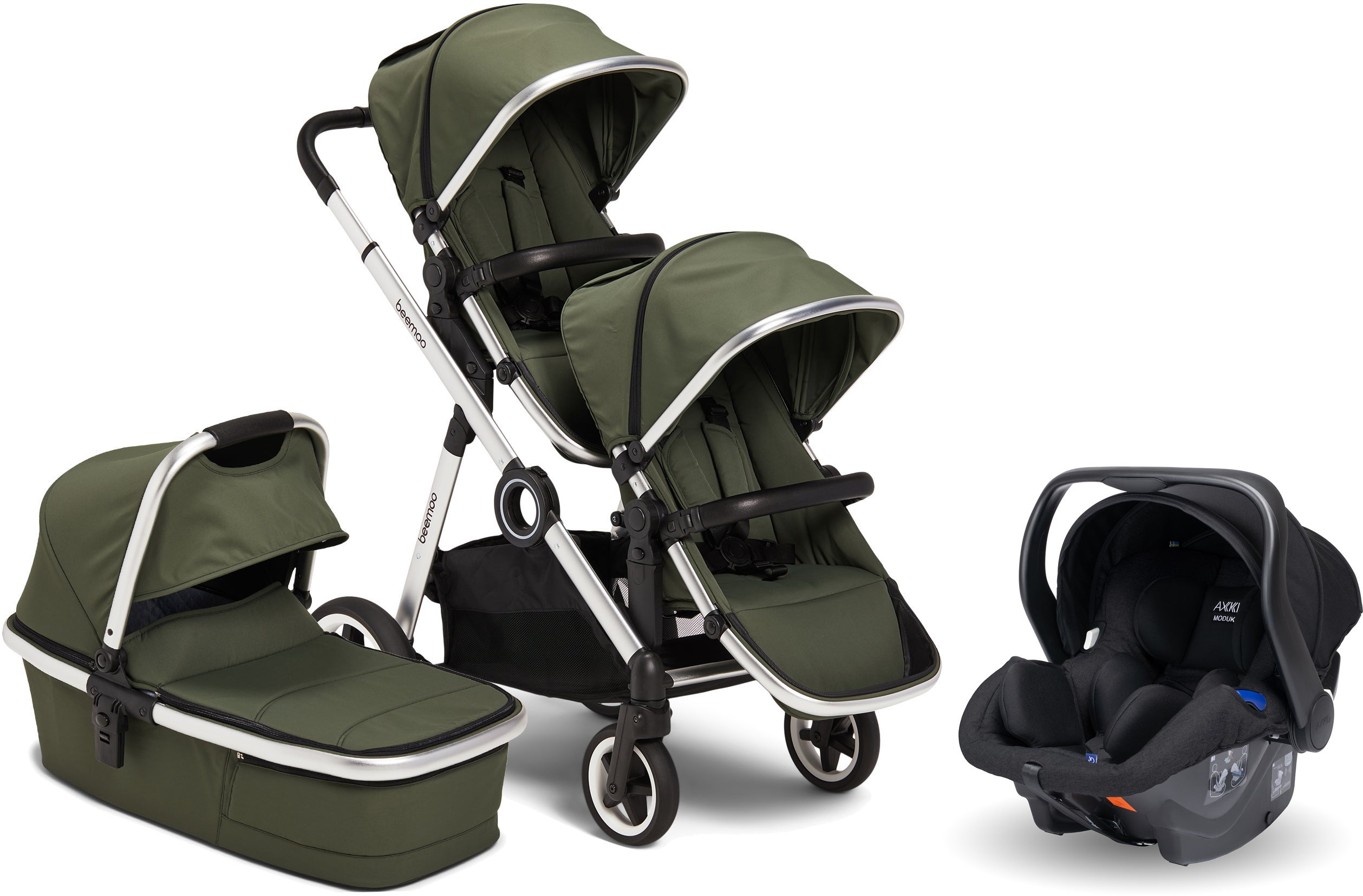 Beemoo Pro Multi Syskonvagn inkl. Axkid Modukid, Cilantro Green