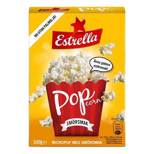 Estrella Micropopcorn Smör - 3-pack
