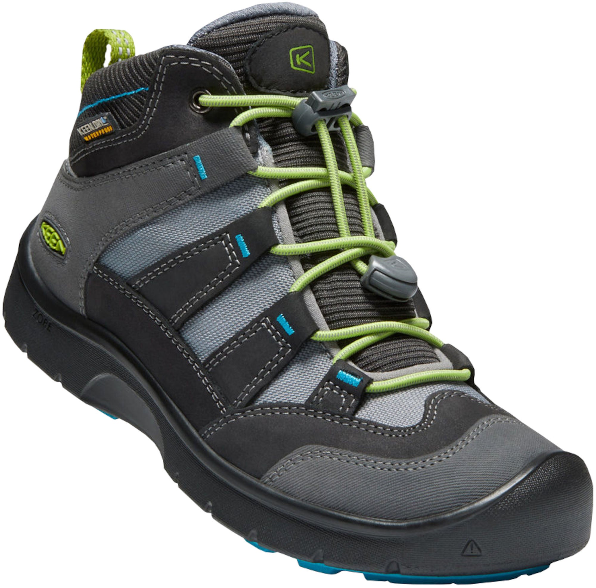 KEEN Hikeport Mid WP Sneaker, Magnet/Greenary 32-33
