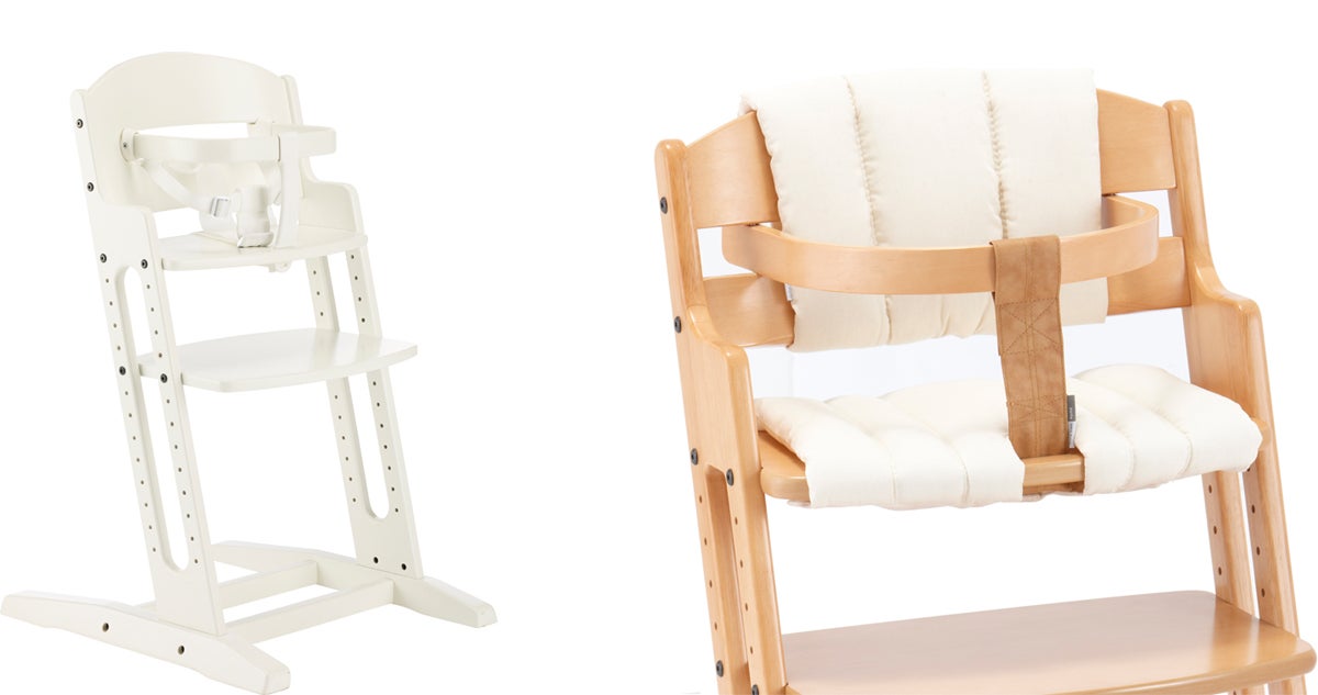 BabyDan Danstolen Matstol, Vit + Matstolsdyna, Beige