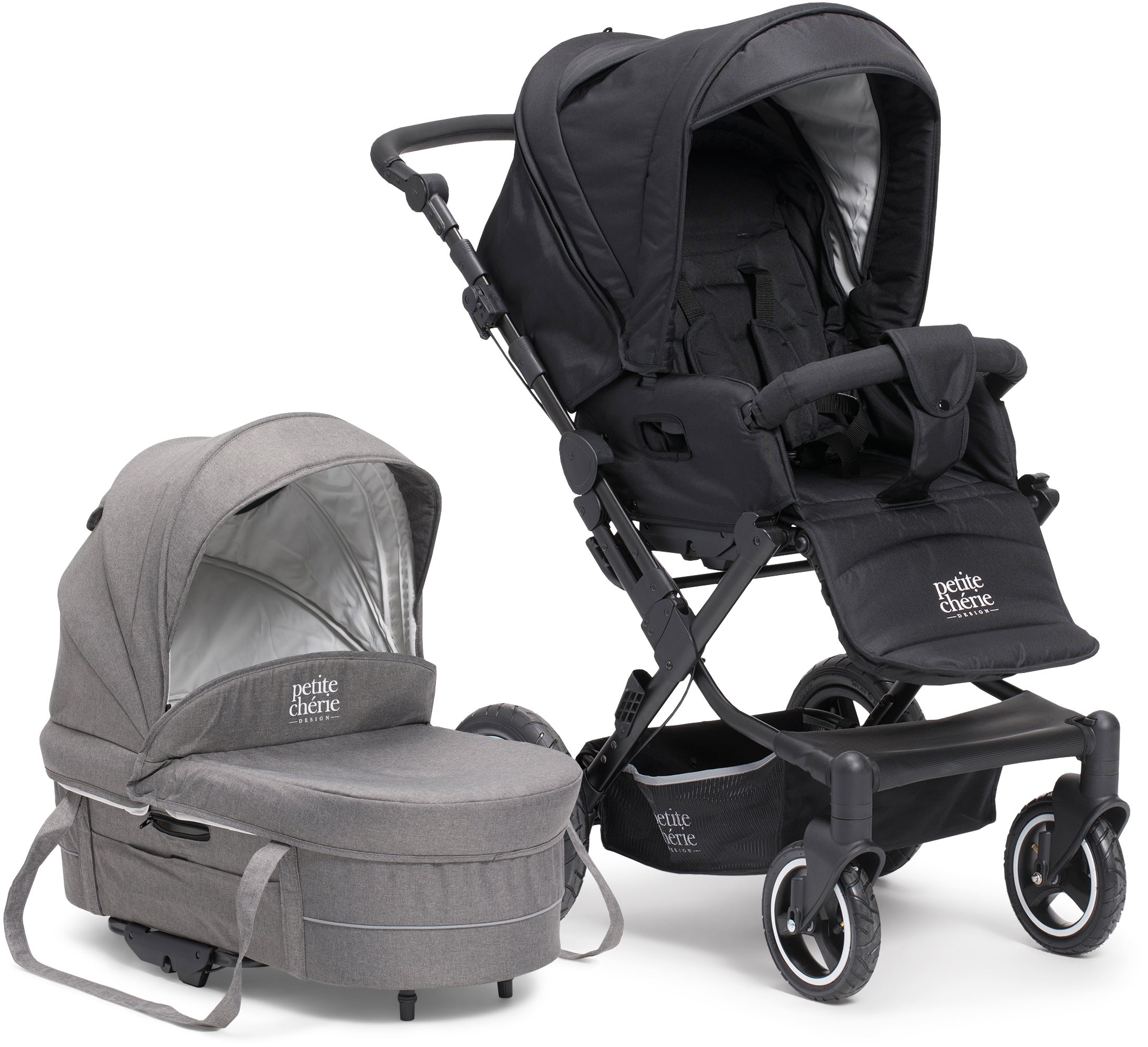 Petit Cherie Solide S Duovagn, Black Melange/Dark Grey Melange