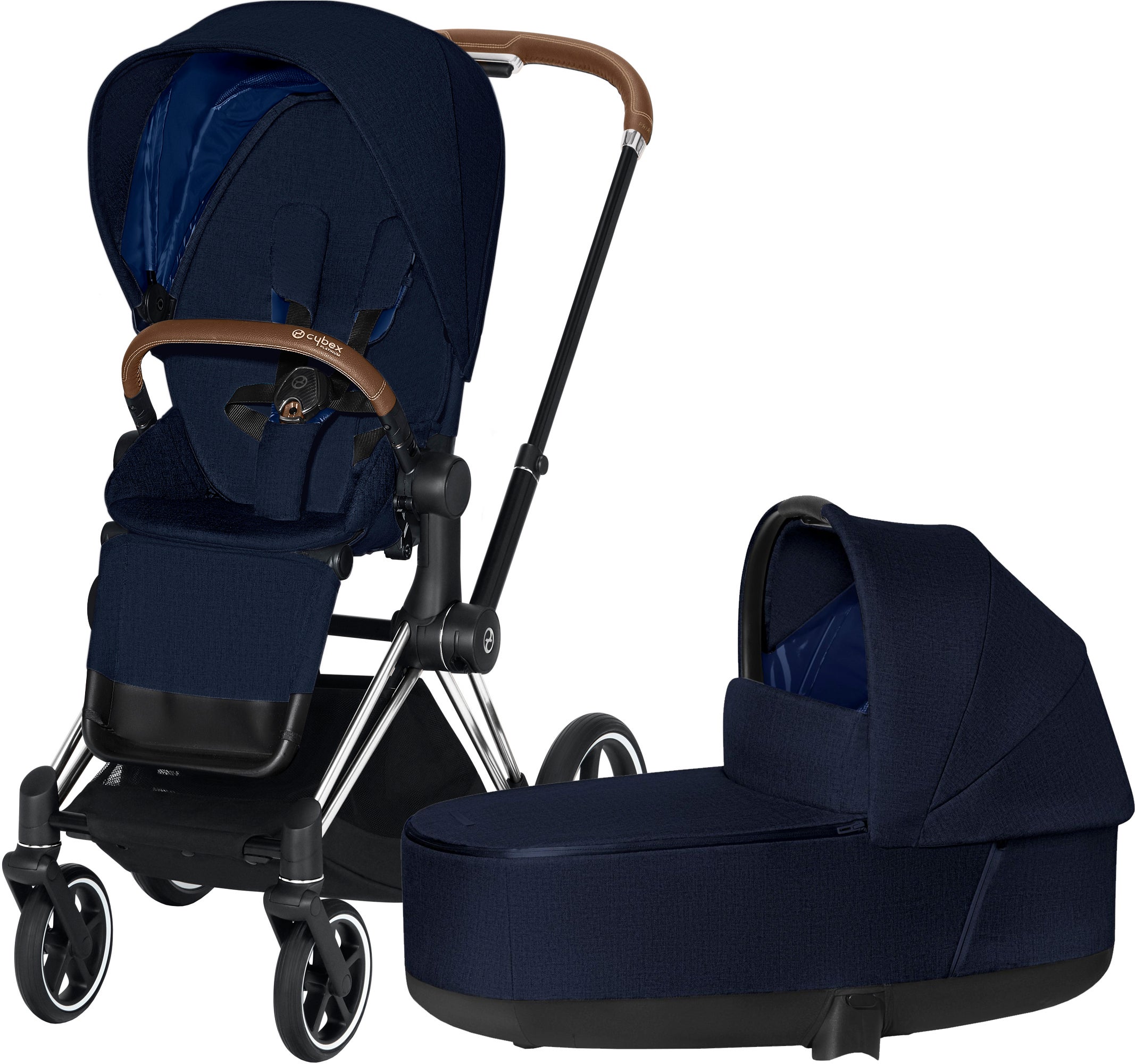 Cybex Priam Plus Duovagn, Midnight Blue/Chrome Brown