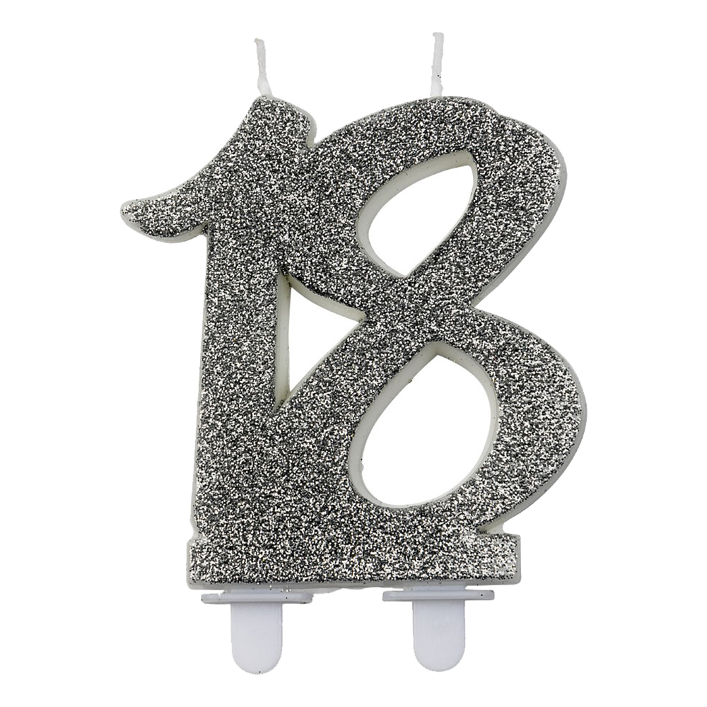Sifferljus Glitter Silver - Siffra 18