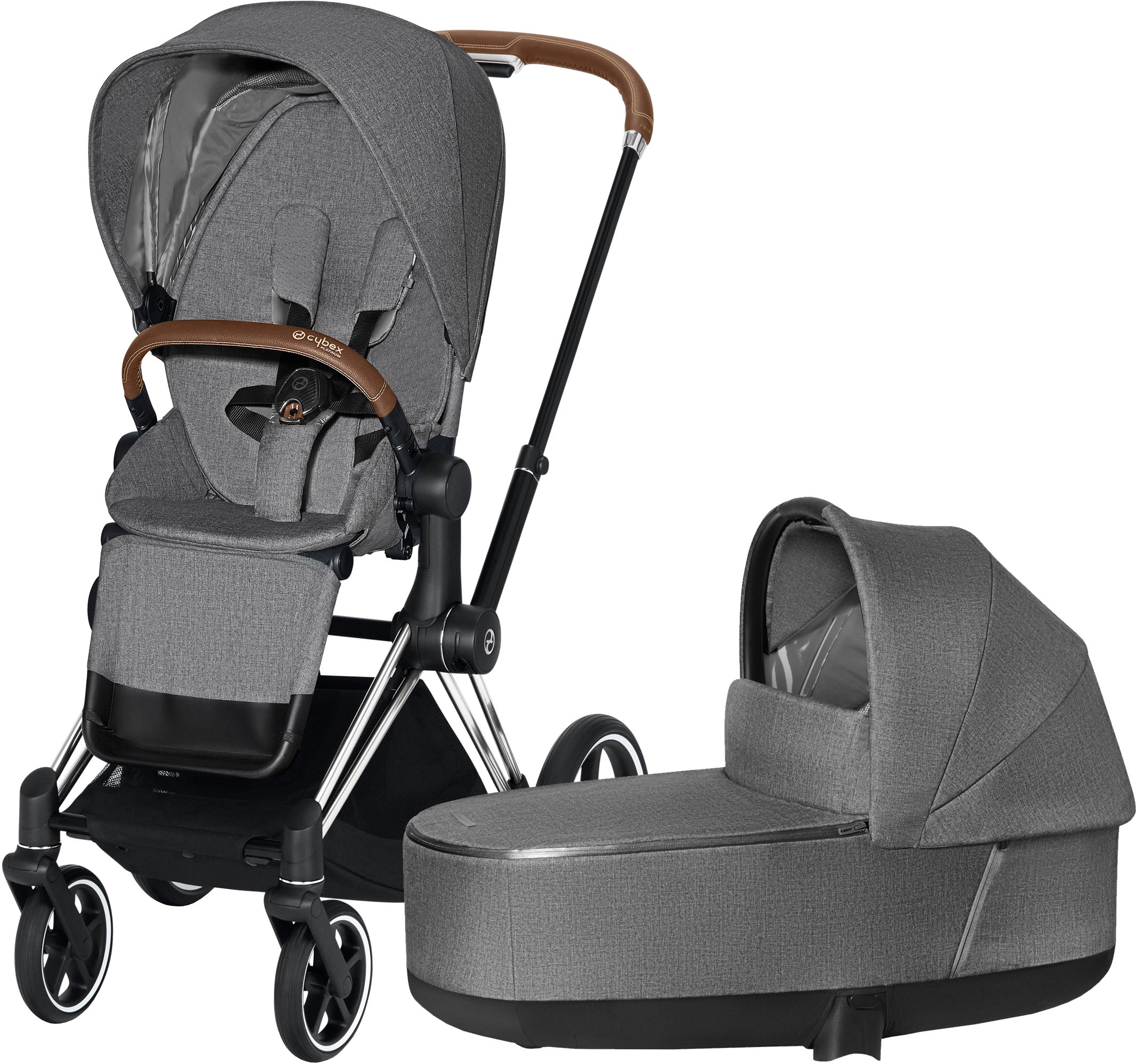 Cybex Priam Plus Duovagn, Manhattan Grey/Chrome Brown