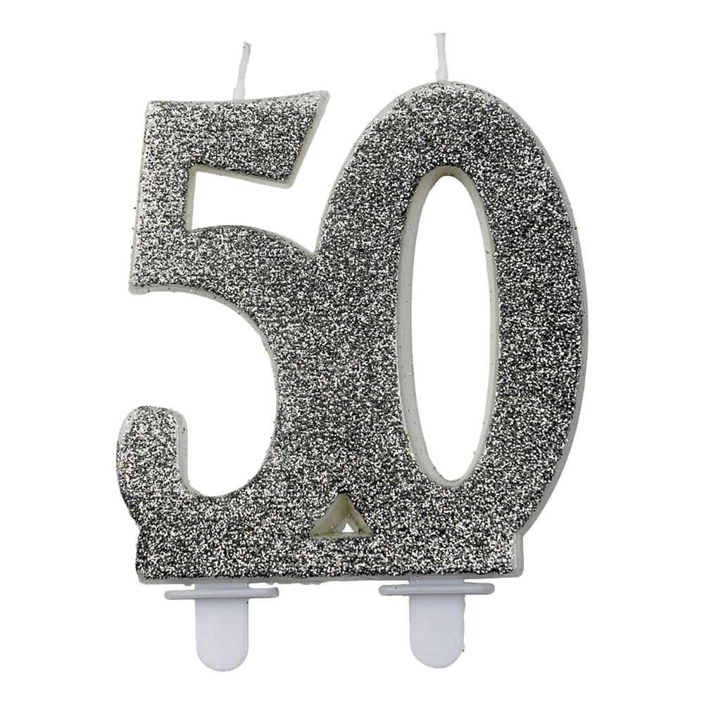Sifferljus Glitter Silver - Siffra 50