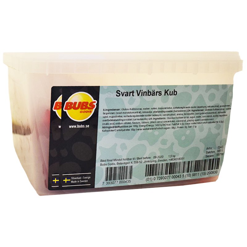 Hel Låda Svarta Vinbärs Godiskuber 1,5kg - 40% rabatt