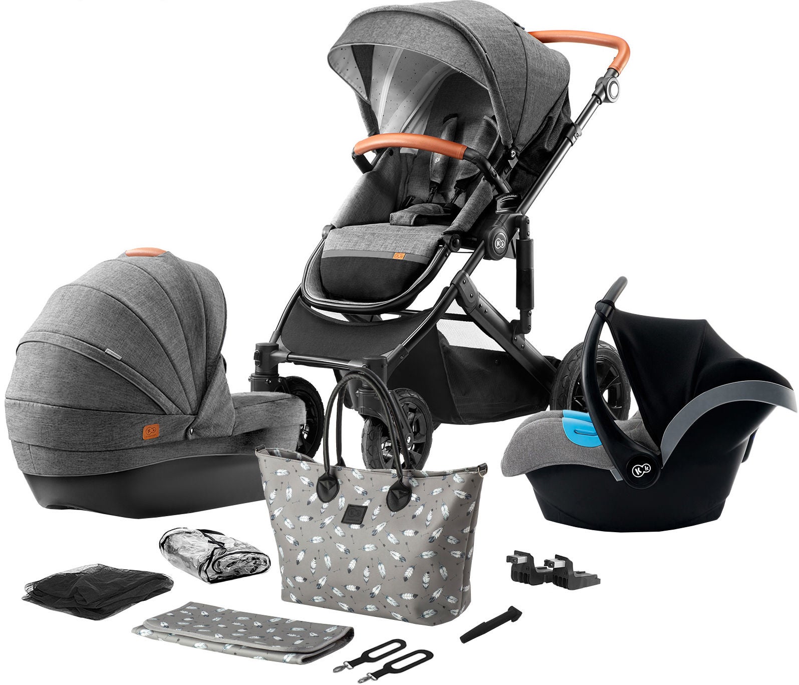 Kinderkraft PRIME 2020 Duovagn 3-in-1 inkl. Tillbehör, Grey