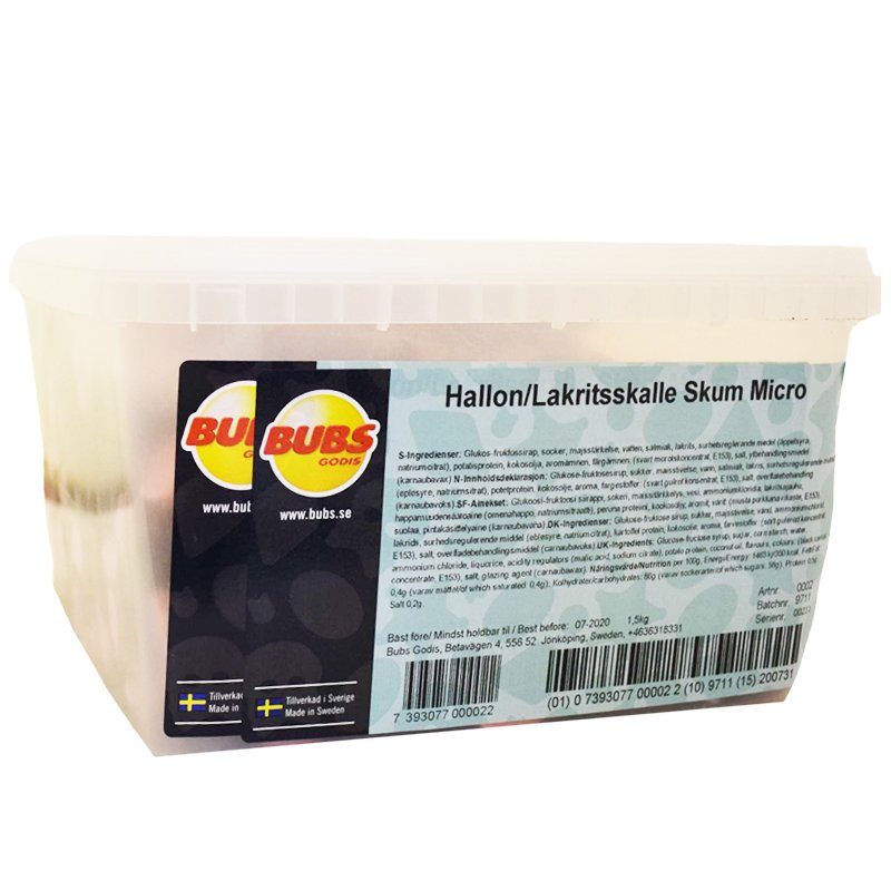 Hel Låda Hallon- & Lakritsskalle Skum Micro 1,5kg - 40% rabatt