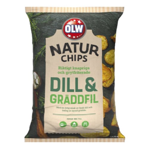 OLW Naturchips Dill & Gräddfil - 150 gram