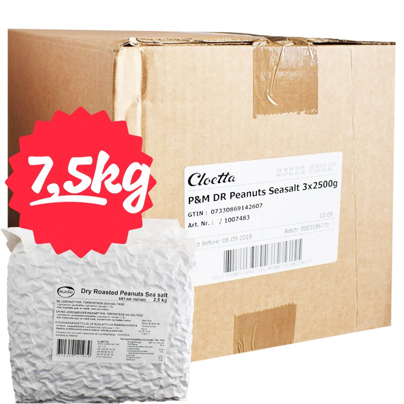 Hel Låda Jordnötter 3 x 2500g - 73% rabatt