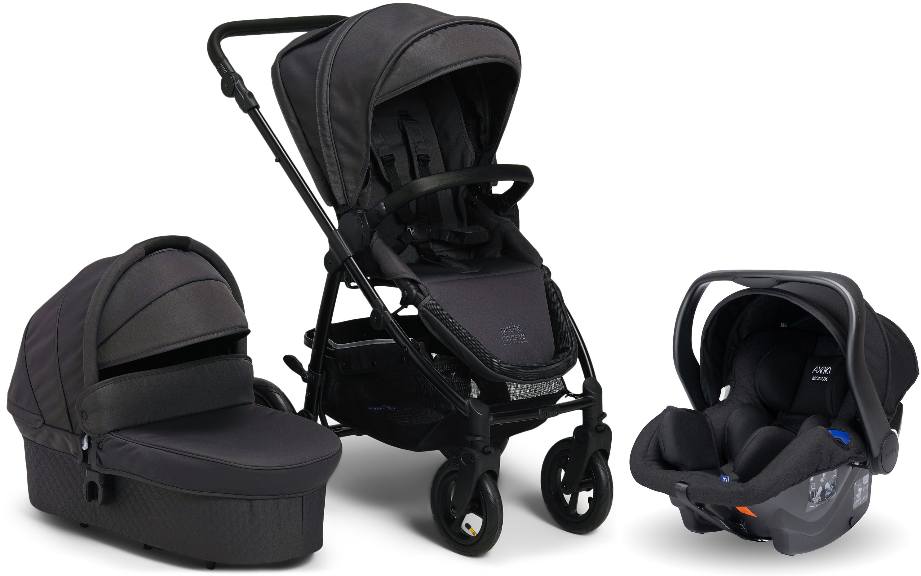 Petite Chérie Heritage 2 Duovagn inkl. Axkid Modukid, Asphalt/Silver