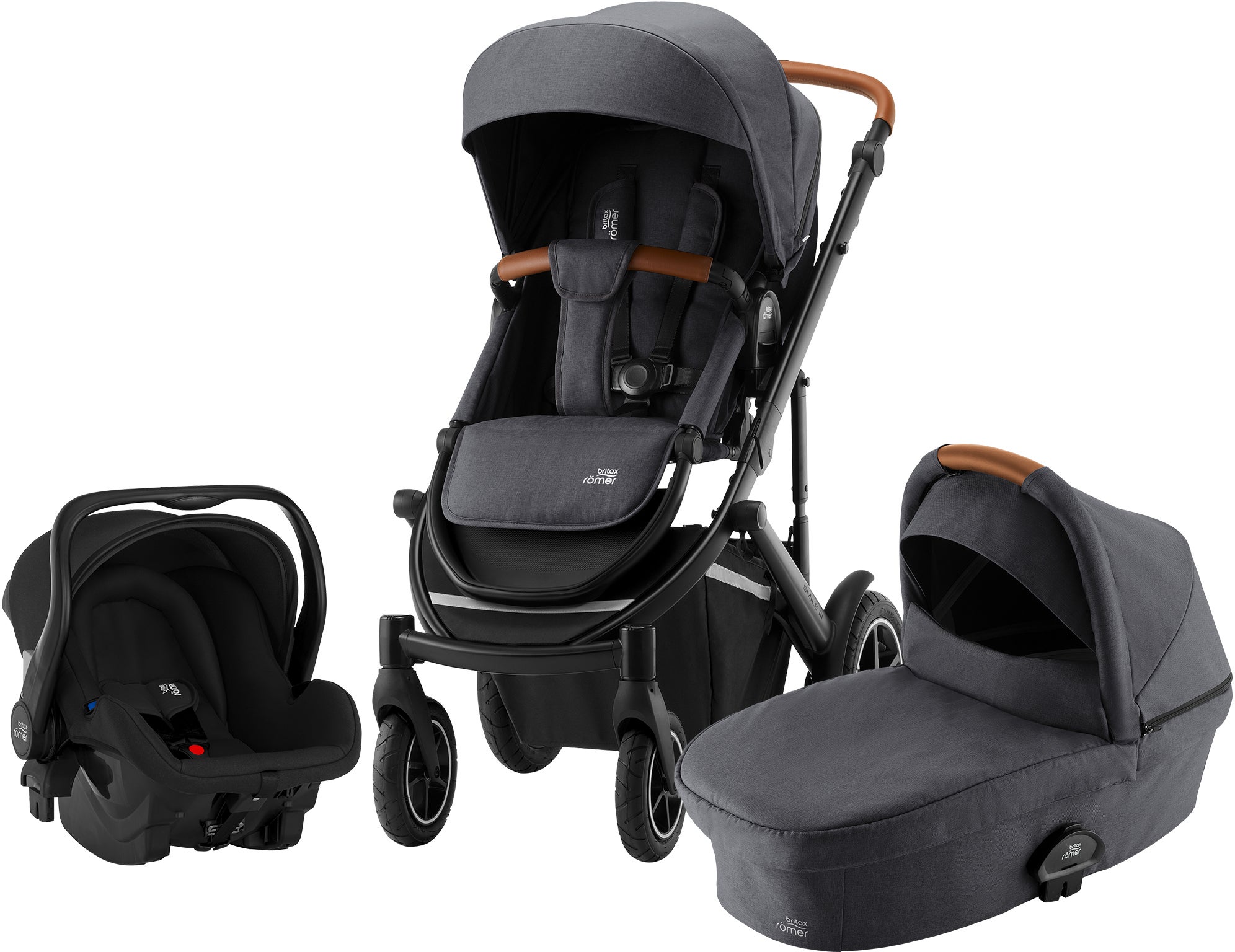 Britax Römer Smile 3 Duovagn Inkl Primo Babyskydd, Midnight Grey