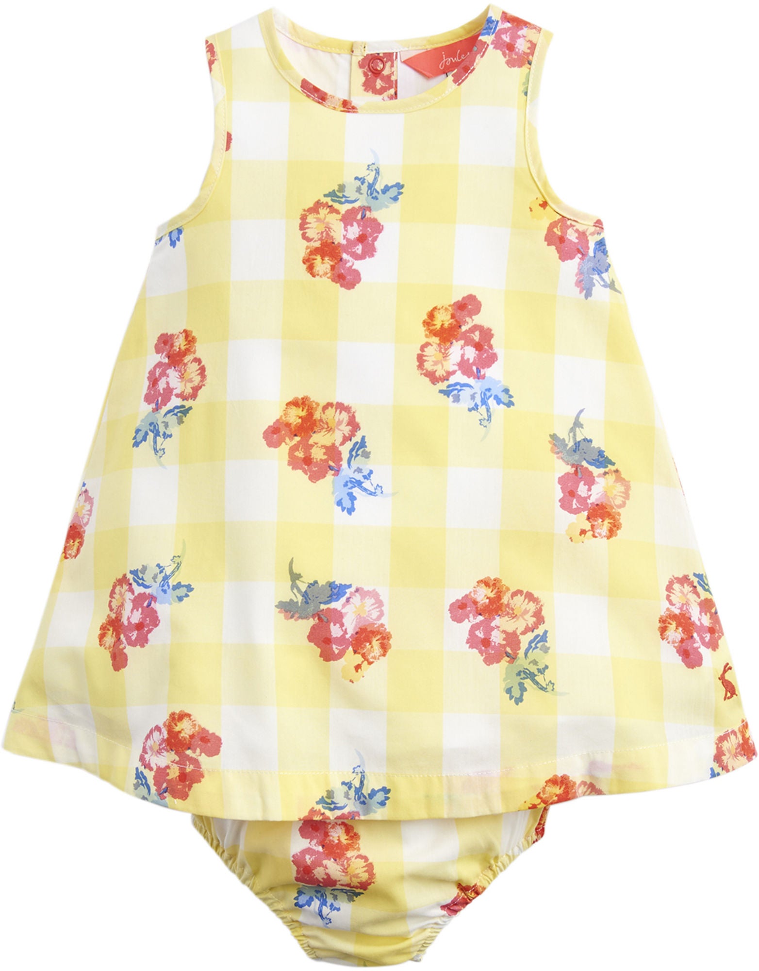 Tom Joule Klänning & Trosa Set, Yellow Gingham Floral 12-18 Månader