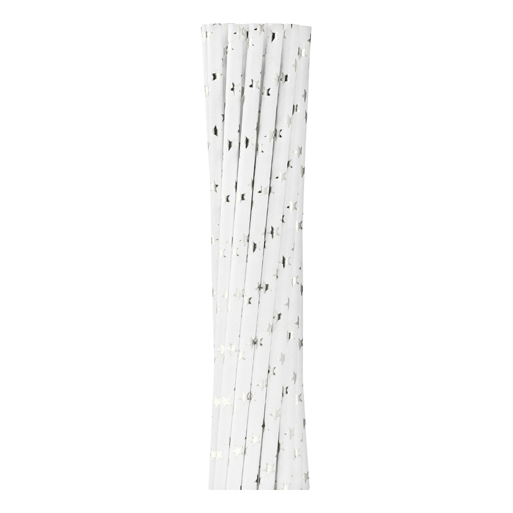 Papperssugrör Silver Stars - 12-pack