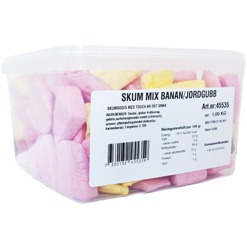 Skumgodis Jordgubb & Banan 1 kg - 30% rabatt