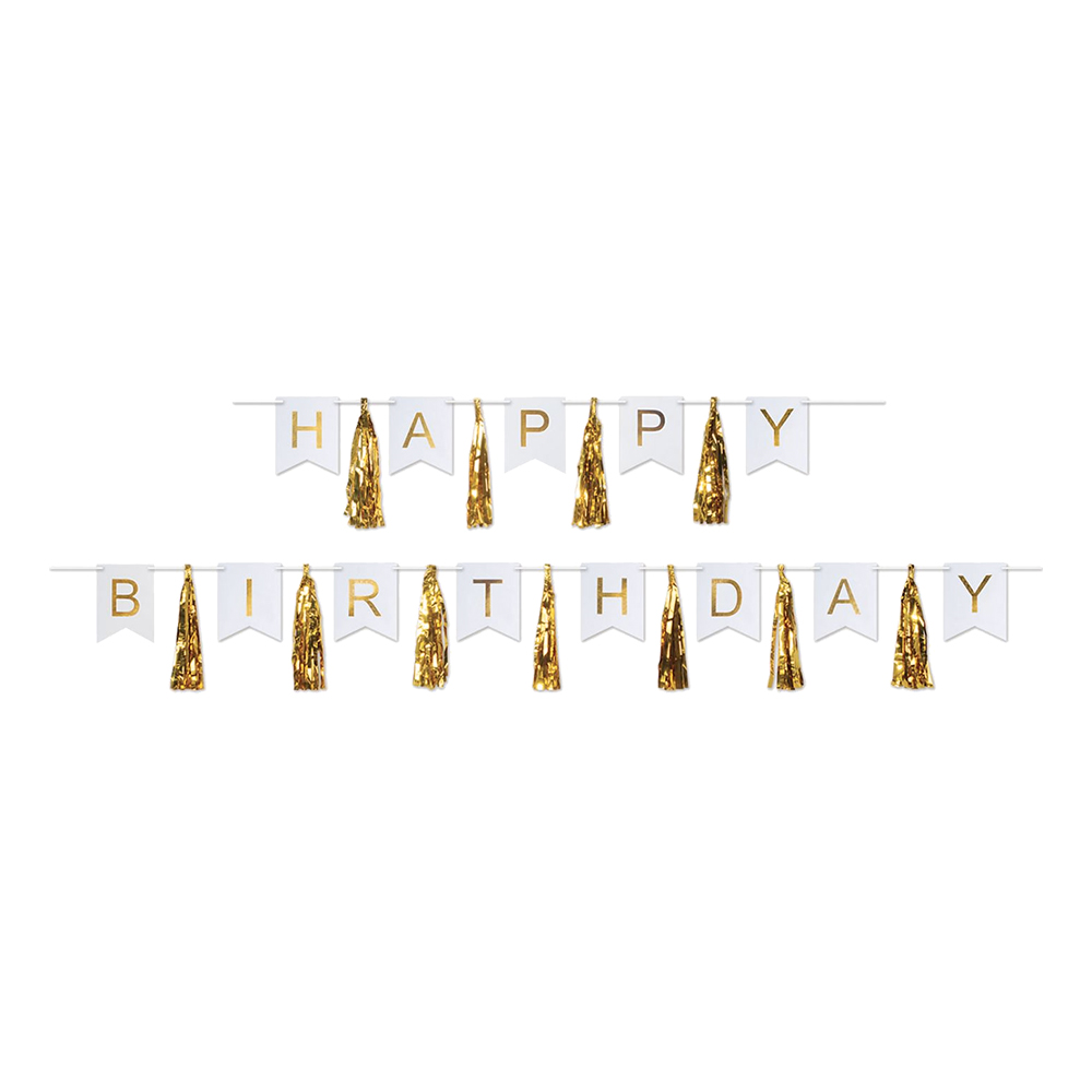 Girlang Happy Birthday Tofsar Guld