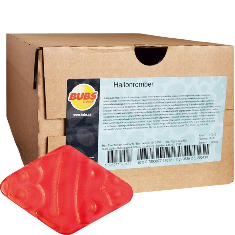 Hel Låda Godis "Hallonromber" 4kg - 49% rabatt