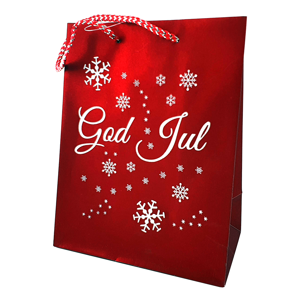 Julpåse God Jul Röd Glitter - Liten