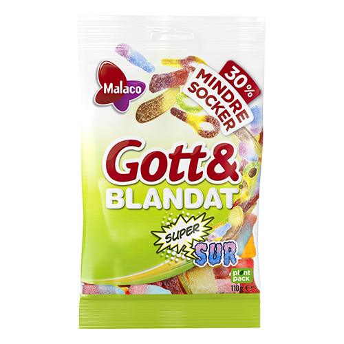 Malaco Gott & Blandat Supersur med Mindre Socker
