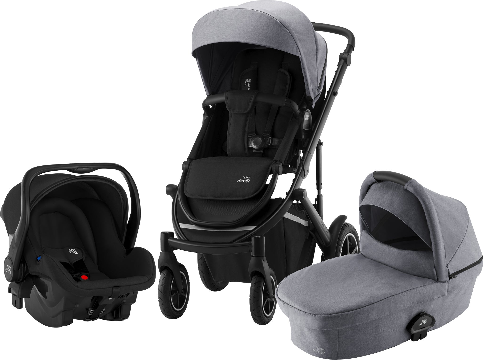 Britax Römer Smile 3 Duovagn inkl. Primo Babyskydd, Frost Grey Black