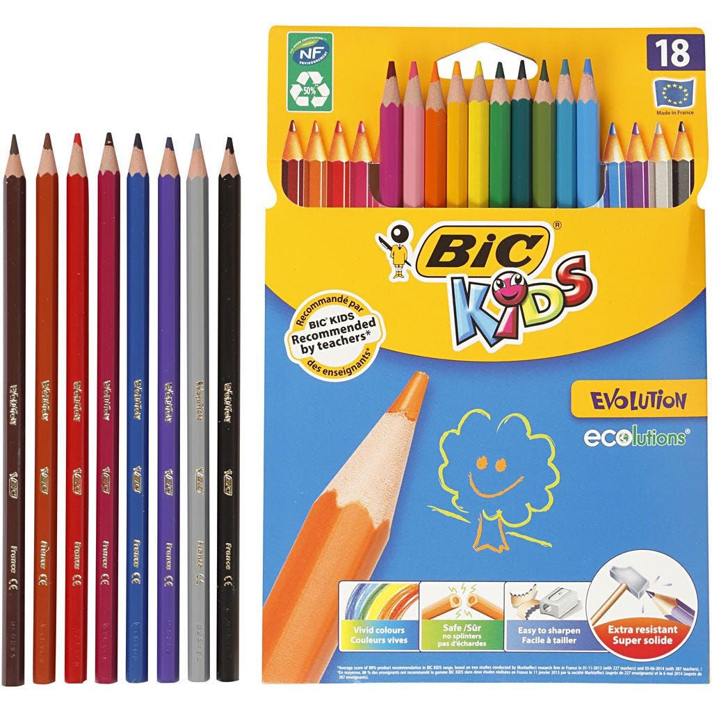 Bic Evolution Färgpennor Mixade Färger Sexkantig 18st