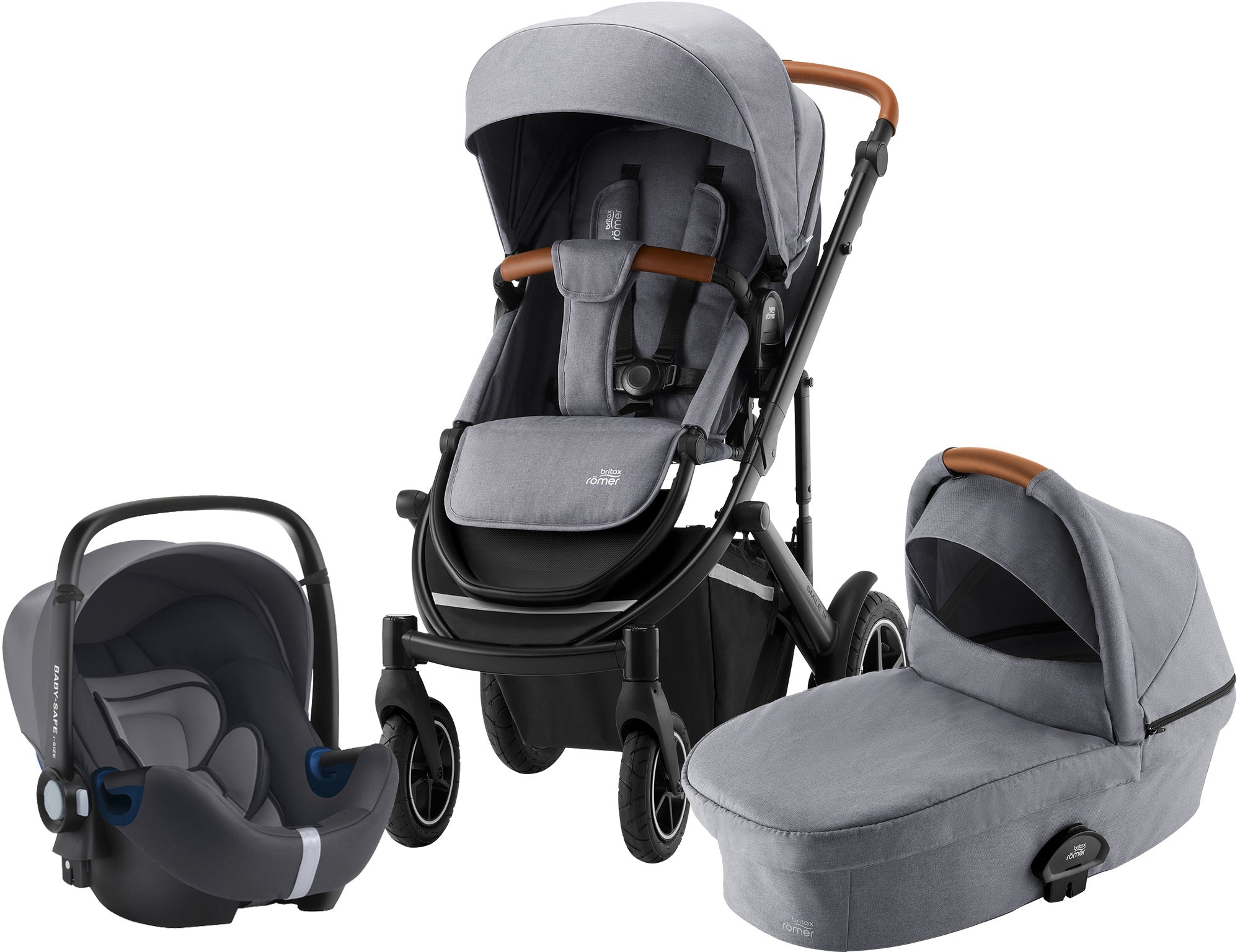 Britax Römer Smile 3 Duovagn Inkl BABY-SAFE 2 i-SIZE Babyskydd, Frost Grey Brown