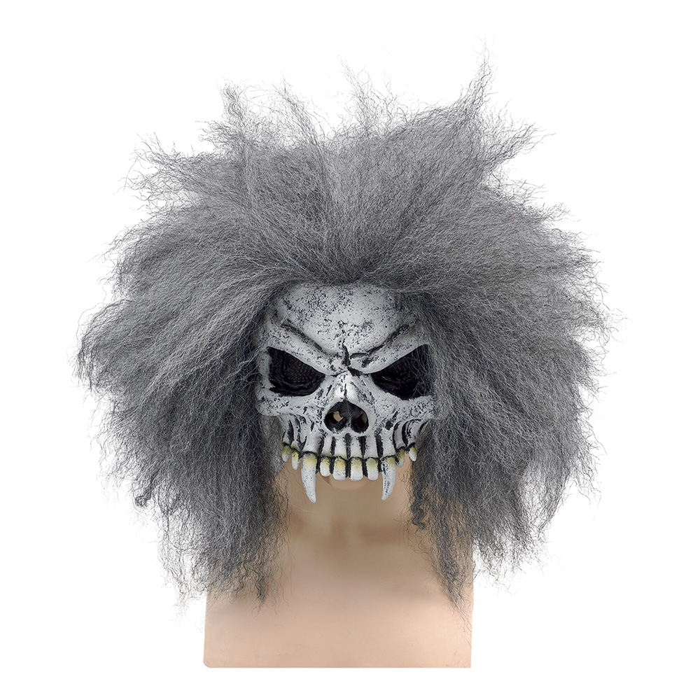 Dödskalle Halvmask med Hår - One size