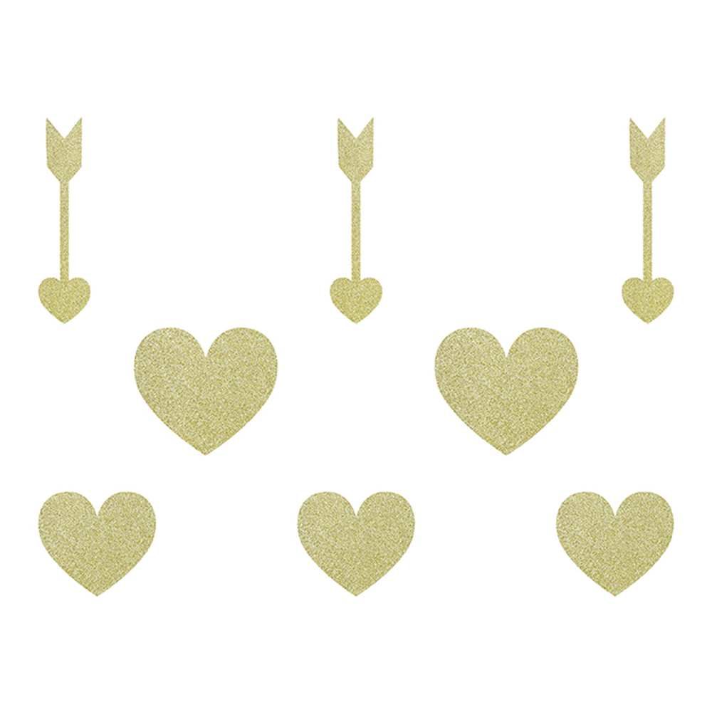 Pappersdekorationer Sweet Love Guld/Glitter - 8-pack