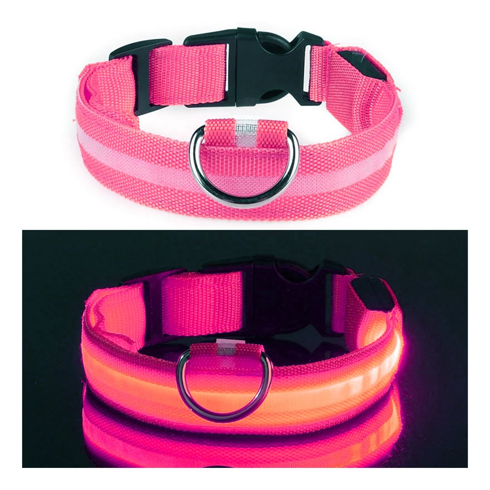 LED Hundhalsband - Rosa - Small