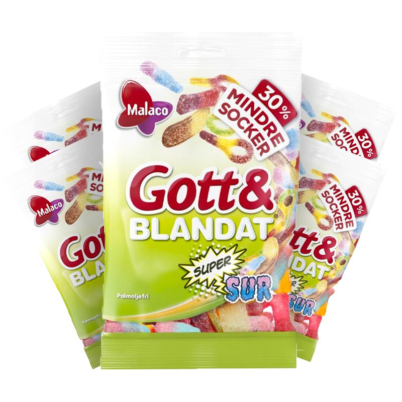 Gott & Blandat Supersur Mindre Socker 5-pack - 53% rabatt