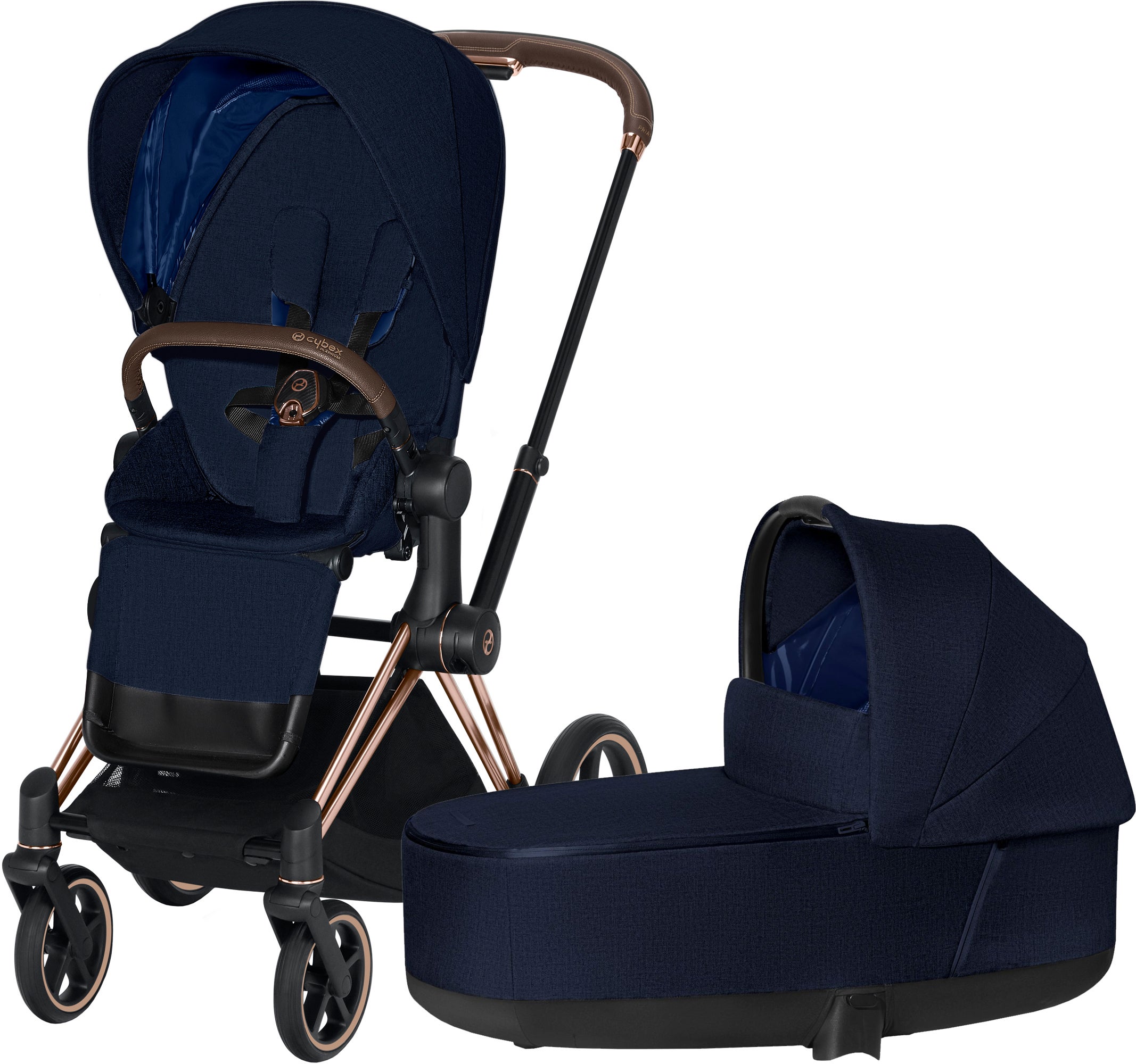 Cybex Priam Plus Duovagn, Midnight Blue/Rose Gold
