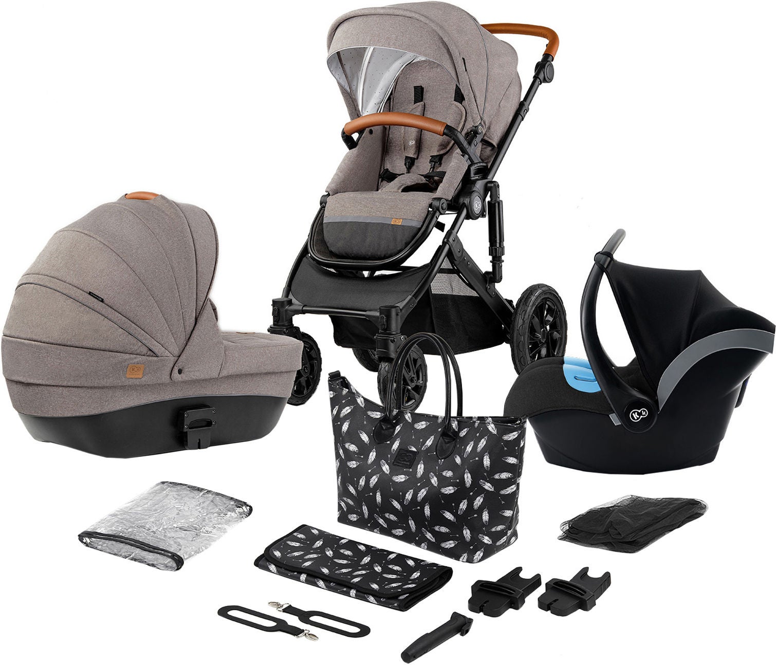 Kinderkraft PRIME 2020 Duovagn 3-in-1 inkl. Tillbehör, Beige