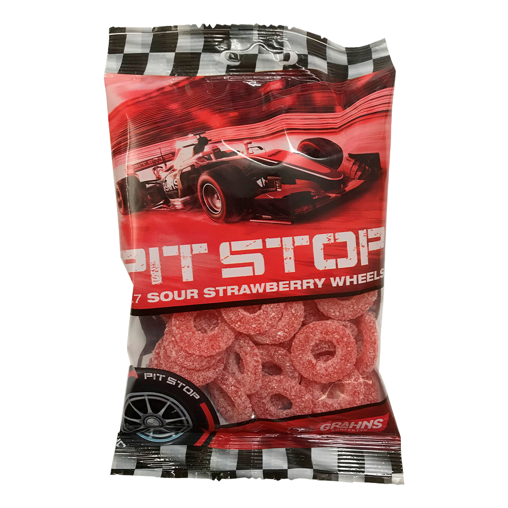 Pit Stop Sour Strawberry Wheels - 160 g