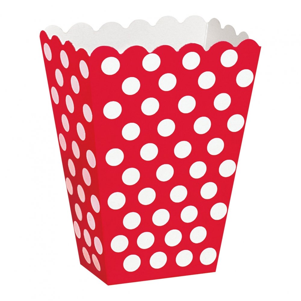 Popcornbägare Röd Prickiga - 8-pack